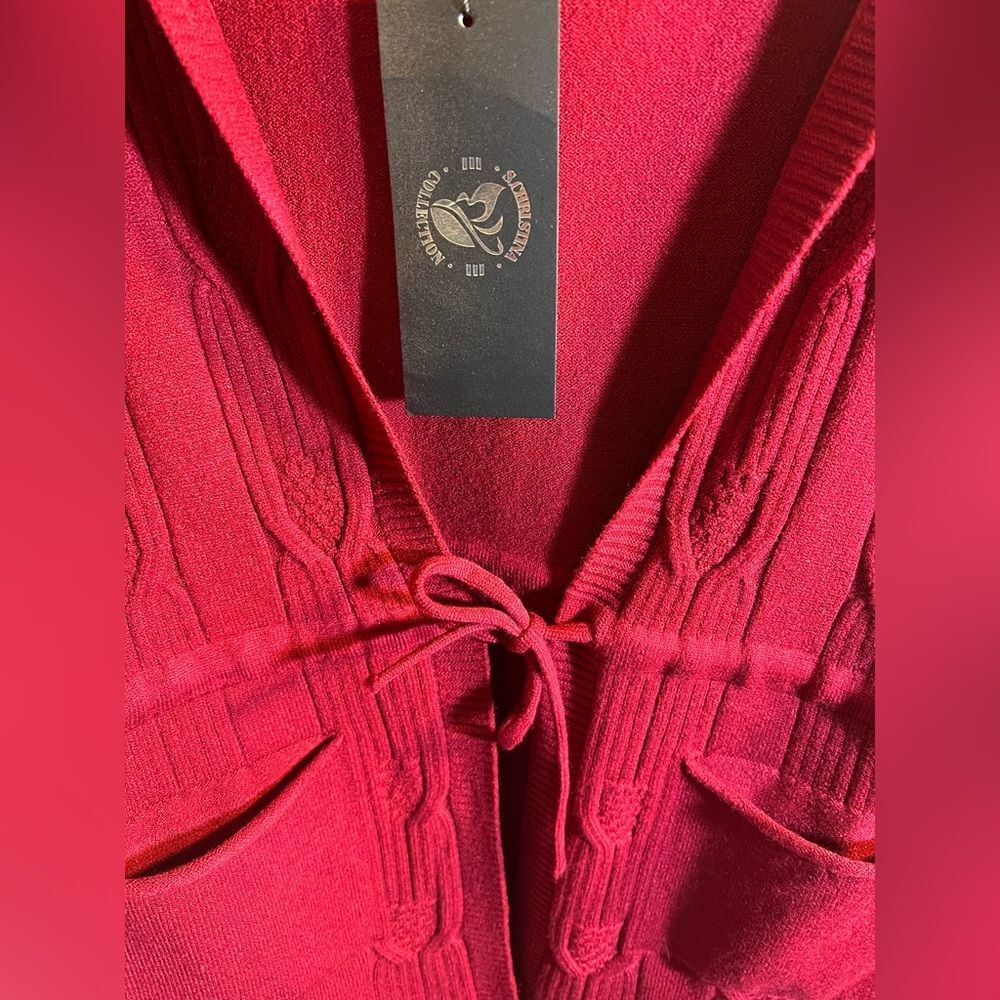 Cashmere Cardigan NWT Deep Wine Merlot hoodie pockets cable knit L XL normcore - Picture 8 of 10